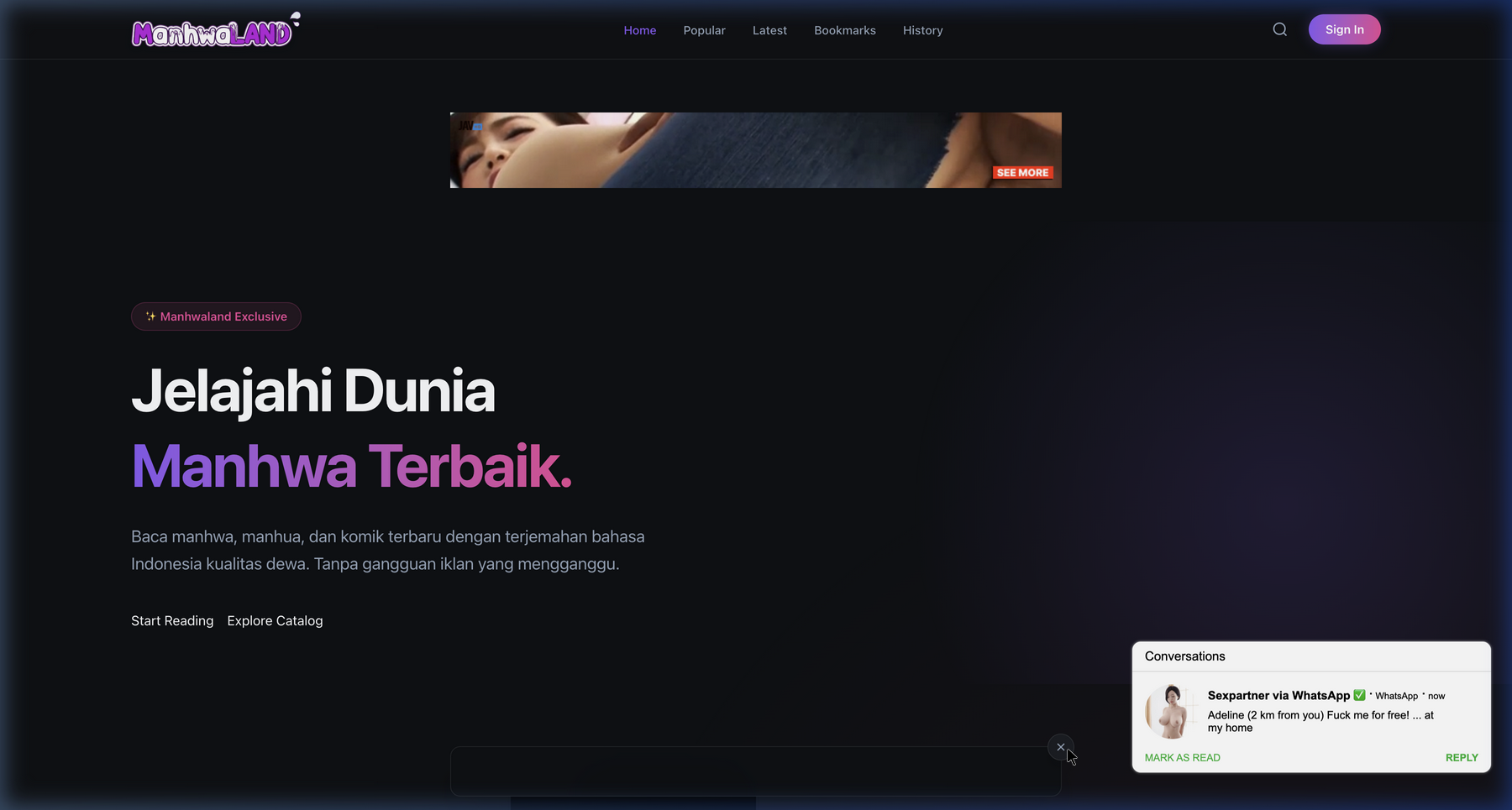 Antarmuka aplikasi baca manhwa online ManhwaDesu terlengkap
